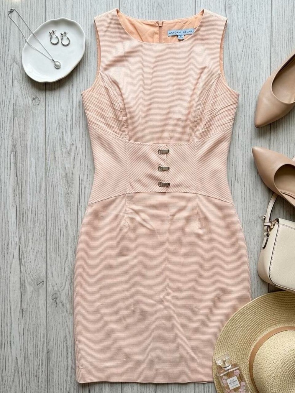 ANTONIO MELANI Peach Sleeveless Sheath Corset Dress